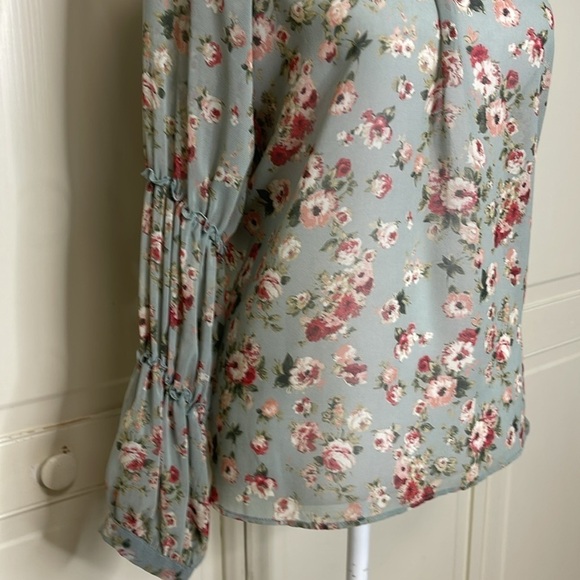 ZARA Women's Floral Long Sleeve Ruffle Neck Blouse Size M - Picture 3 of 9